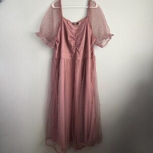 Bloomchic dress size 26 pink mauve polka dot tulle midi maxi spring Easter
